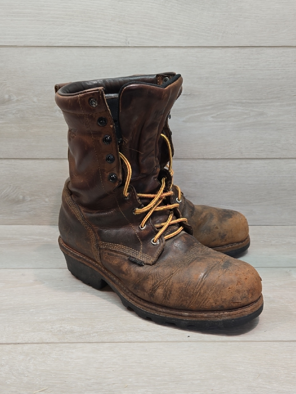 Red Wing Mens 4417 Steel Toe Shoes Brown Leather Lace-Up Work Boots Sz 10B